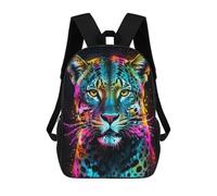 sinyumoney Neon Leopard Portrait Mochilas De Moda Impresas En 3D 17inch Mochila Escolar Informal Para Niños De Primaria Y Secundaria