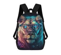 sinyumoney Neon Lion Glasses Art Print Mochila De Viaje Resistente Al Agua, Mochila Para Computadora Portátil Para Campus, Viajes Al Aire Libre Y Deportes 17inch