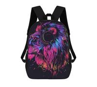 sinyumoney Neon Lion Headphones Art Print -1 Mochilas Infantiles Impresas En 3D Para Niños. Mochilas De Viaje De Moda Para Niños. Mochila Escolar Para Estudiantes De Primaria Y Secundaria.