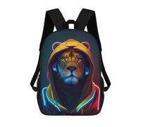 sinyumoney Neon Lion Hoodie Artwork Mochilas Infantiles Impresas En 3D, Mochilas De Moda Informales, Mochilas De Viaje Bonitas, Mochilas Informales Para Exteriores Para Niños Y Niñas 17inch