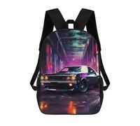 sinyumoney Neon Muscle Car Night Drive Mochila Escolar Secundaria Informal Para Viajes, Mochilas Para La Escuela Secundaria, Para Acampar, Aventuras Al Aire Libre Y Viajes Diarios 17inch