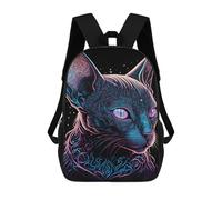 sinyumoney Neon Mystic Cat Portrait Mochila Escolar Infantil Impresa En 3D Para Niños, Mochila De Viaje De Alta Capacidad, Bolsas Para Libros, Mochila Escolar Infantil 17inch