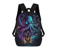 sinyumoney Neon Octopus Cityscape Mochila Escolar Mochila Para Niños Impresa En 3D Mochilas Infantiles Para Niños Y Niñas Mochilas Escolares Mochilas De Viaje Para Niños 17inch