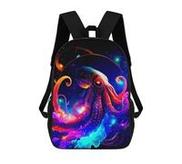 sinyumoney Neon Octopus in Space Mochila Escolar Infantil De Moda Informal Mochilas Infantiles Impresas En 3D Mochila Grande Para Niño 17inch