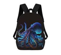 sinyumoney Neon Octopus Mochila Escolar Infantil De 17 Pulgadas, Impresa En 3D, Estilo Casual, Para Niños, Ideal Para Viajes, Como Mochila Escolar O Para Llevar Libros.