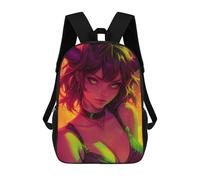 sinyumoney Neon Oni Demon Anime Girl Mochila Con Bolsillo Mochilas Impresas En 3D, Mochilas De Viaje, Mochilas Para Libros, Mochila Escolar Para Niños 17inch
