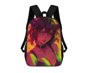 sinyumoney Neon Oni Demon Anime Girl Mochila Con Bolsillo Mochilas Impresas En 3D, Mochilas De Viaje, Mochilas Para Libros, Mochila Escolar Para Niños 17inch