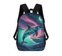sinyumoney Neon Orca in A Fantasy Landscape Mochila Infantil De 17 Pulgadas, Mochila Escolar Con Estampado 3D De Dibujos Animados Para Niños Y Adolescentes.