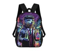sinyumoney Neon Otter in Cityscape Mochilas Escolares Impresas En 3D, Mochila Escolar Informal Para Niños, Mochila Escolar De Moda Para Estudiantes De Secundaria 17inch