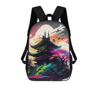 sinyumoney Neon Pagoda Dreamscape Mochilas Infantiles Mochila Escolar Mochila Impresa En 3D Para Niños Mochilas De Viaje Bolsas Para Libros Mochila Escolar Para Niños 17inch