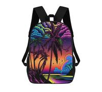 sinyumoney Neon Palm Beach Sunset Mochilas Infantiles Escolares Impresas En 3D, Mochilas Para Niños, Mochilas De Viaje Para Niños Y Niñas, Mochilas Escolares Para Niños 17inch