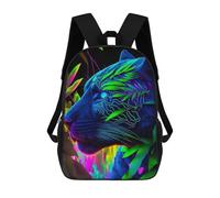 sinyumoney Neon Panther in Jungle Mochilas Para Niños Mochila Escolar Mochila Escolar Impresa En 3D Para Niños Estudiantes De Primaria Y Secundaria 17inch