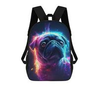 sinyumoney Neon Pug Portrait -1 Mochila Infantil Para Niñas, Mochila Escolar 3D, Mochila Para Niños Pequeños, Mochila Informal De Día, Mochila Escolar De Moda 17inch