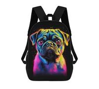 sinyumoney Neon Pug Portrait Dog Mochila Infantil Con Impresión 3D, Mochila Escolar Para Niños, Mochila Informal Divertida Para Niños Y Adolescentes 17inch
