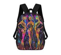 sinyumoney Neon Radiance - The Three Muses in A Futuristic Glow Mochila Escolar Impresa En 3D Para Niños Y Niñas, Mochila Para Portátil Para Niños/estudiantes/adultos 17inch