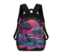 sinyumoney Neon Retro Skull Scene Mochilas Impresas En 3D Para Niños, Mochila Escolar, Mochila De Moda Para Niños De Primaria Y Secundaria 17inch