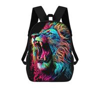 sinyumoney Neon Roaring Lion Art Print Mochila Escolar Infantil Impresa En 3D Para Niños, Mochilas De Viaje De Alta Capacidad, Bolsas Para Libros, Mochila Escolar Infantil 17inch