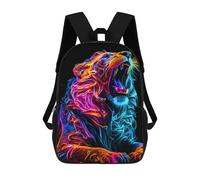 sinyumoney Neon Roaring Lion Artwork Mochilas Mochilas Infantiles Mochila Escolar Mochila Escolar Infantil Impresa En 3D Mochilas De Viaje De Moda Para Niños De Primaria Y Secundaria 17inch