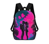sinyumoney Neon Romance Astronauts Under The Moonlight Mochila Escolar Para Niños, Mochila Escolar Impresa En 3D Para Estudiantes De Primaria Y Secundaria 17inch