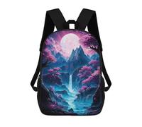 sinyumoney Neon Sakura Mountain Falls Mochila Infantil Para Niñas, Mochila Escolar 3D, Mochila Para Niños Pequeños, Mochila Informal De Día, Mochila Escolar De Moda 17inch