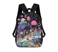 sinyumoney Neon Serpent Amidst Flowers Mochila escolar grande para niños para campus, al aire libre, viajes, deportes, Fantasy Mushroom Forest, 17"