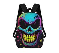 sinyumoney Neon Skull Art Print Mochila Escolar Resistente Al Agua, Mochila Escolar De Negocios Para Hombres/mujeres 17inch