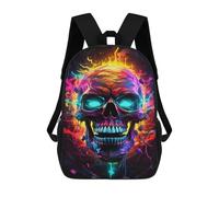 sinyumoney Neon Skull Artwork -1 Mochilas Infantiles Impresas En 3D De 17 Pulgadas. Mochila Escolar Informal Impresa En 3D Para Niños De Primaria Y Secundaria.