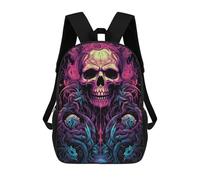 sinyumoney Neon Skull Artwork Mochila Escolar Infantil De 17 Pulgadas Con Estampado 3D De Películas De Anime Para Niños, Mochila De Viaje, Mochila Escolar Infantil