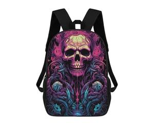 sinyumoney Neon Skull Artwork Mochila Escolar Resistente Al Agua, Mochila Escolar De Negocios Para Hombres/mujeres 17inch