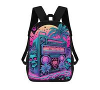 sinyumoney Neon Skull Boombox Paradise Mochila Escolar Impresa En 3D Para Niños, Mochila Escolar, Mochilas De Viaje, Bolso Informal De Moda Para Niños Y Estudiantes 17inch