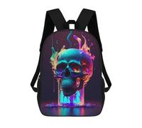 sinyumoney Neon Skull Meltdown Mochilas Infantiles Impresas En 3D, Mochilas De Moda Informales, Mochilas De Viaje Bonitas, Mochilas Informales Para Exteriores Para Niños Y Niñas 17inch