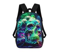 sinyumoney Neon Skull with Clouds Mochila Escolar Para Niñas Mochila Impermeable Mochila Informal De Día Mochila Ligera Para Niño Y Niña Mochila Escolar 17inch