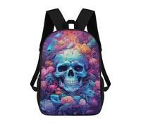 sinyumoney Neon Skull with Flowers Mochila Escolar/para Ordenador Portátil Para Colegio/trabajo/viajes Para Camping, Aventuras Al Aire Libre Y Viajes Diarios 17inch