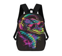 sinyumoney Neon Snake Headphones Art Print Mochila Escolar, Mochila Para Portátil, Mochila Para Niños/niñas/adolescentes 17inch