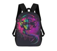 sinyumoney Neon Snake Headphones Art Print Mochila Grande, Ligera E Informal Para El Campus, Actividades Al Aire Libre, Viajes Y Deportes 17inch