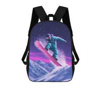 sinyumoney Neon Snowboarder in Action Mochila Escolar Impresa En 3D 17inch Mochila Escolar Infantil Mochilas De Viaje Mochila Informal De Moda Para Niños Y Estudiantes