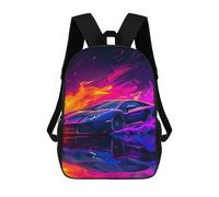 sinyumoney Neon Sports Car Flames Mochila Escolar, Mochila De Viaje Para La Universidad, Mochilas Para Niñas Y Adolescentes 17inch