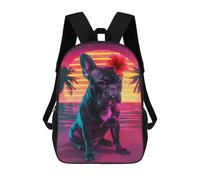 sinyumoney Neon Sunset Bulldog Mochila Escolar Para La Escuela Secundaria, Preparatoria, Universidad Y Viajes Para Niños/niñas/adolescentes 17inch