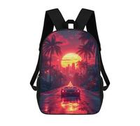 sinyumoney Neon Sunset Drive -3 Mochila Escolar Resistente Al Agua, Mochila De Viaje, Bolsa Para Computadora Para Hombres, Mujeres Y Adolescentes 17inch