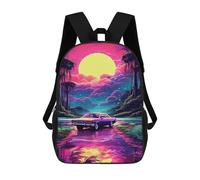 sinyumoney Neon Sunset Drive Mochila Escolar Infantil Impresa En 3D 17inch Mochilas De Moda Para Niños De Primaria Y Secundaria