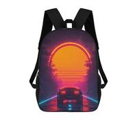 sinyumoney Neon Sunset Drive Mochilas Infantiles Impresas En 3D De 17 Pulgadas. Mochila Escolar Informal Impresa En 3D Para Niños De Primaria Y Secundaria.