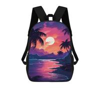 sinyumoney Neon Sunset Palm Beach -1 Mochila Escolar Infantil Impresa En 3D 17inch Mochilas De Moda Para Niños De Primaria Y Secundaria