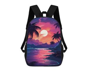 sinyumoney Neon Sunset Palm Beach -1 Mochila Escolar Infantil Impresa En 3D 17inch Mochilas De Moda Para Niños De Primaria Y Secundaria