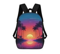 sinyumoney Neon Sunset Palm Beach Mochila Escolar Para Secundaria Y Preparatoria. Mochila Informal Para Adolescentes, Chicas, Chicos, Mujeres Y Hombres. 17inch