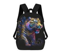 sinyumoney Neon Tiger Art Print-1 Mochila Escolar Grande Resistente Al Agua Para Portátil Para Niñas Y Adolescentes 17inch