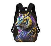 sinyumoney Neon Tiger Art Print-2 Mochila Escolar Infantil De 17 Pulgadas, Mochila Escolar Impresa En 3D Para Niños De Primaria Y Secundaria