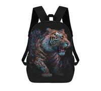 sinyumoney Neon Tiger Art Print Mochila Escolar De 17 Pulgadas Para Adolescentes, Con Estampado 3D, Ajustable Y Con Bolsillos, Ideal Para Niños, Niñas Y Estudiantes.