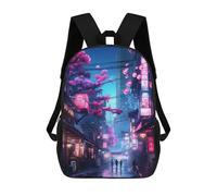 sinyumoney Neon Tokyo Sakura Street Mochila Escolar Para Niñas Mochila Impermeable Mochila Informal De Día Mochila Ligera Para Niño Y Niña Mochila Escolar 17inch
