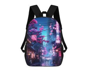 sinyumoney Neon Tokyo Sakura Street Mochila Escolar Para Niñas Mochila Impermeable Mochila Informal De Día Mochila Ligera Para Niño Y Niña Mochila Escolar 17inch