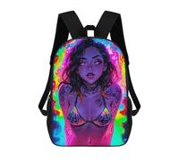 sinyumoney Neon Tripping Girl Mochila Escolar Impresa En 3D 17inch Mochila Escolar Infantil Mochilas De Viaje Mochila Informal De Moda Para Niños Y Estudiantes